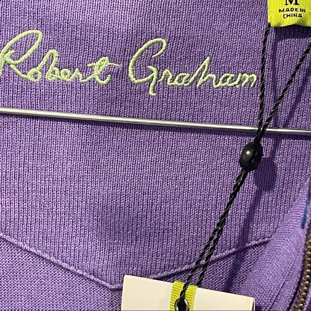 ROBERT GRAHAM ‘WALKENFUSS’ 1/4 ZIP CLASSIC LONG SLEEVE KNIT-CASHMERE/SILK/COTTON - Picture 11 of 11